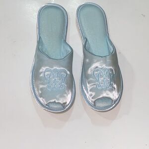 VTG,Madyes Silver Blue Women's Slide Slippers Size Large 8-9 Made In USA